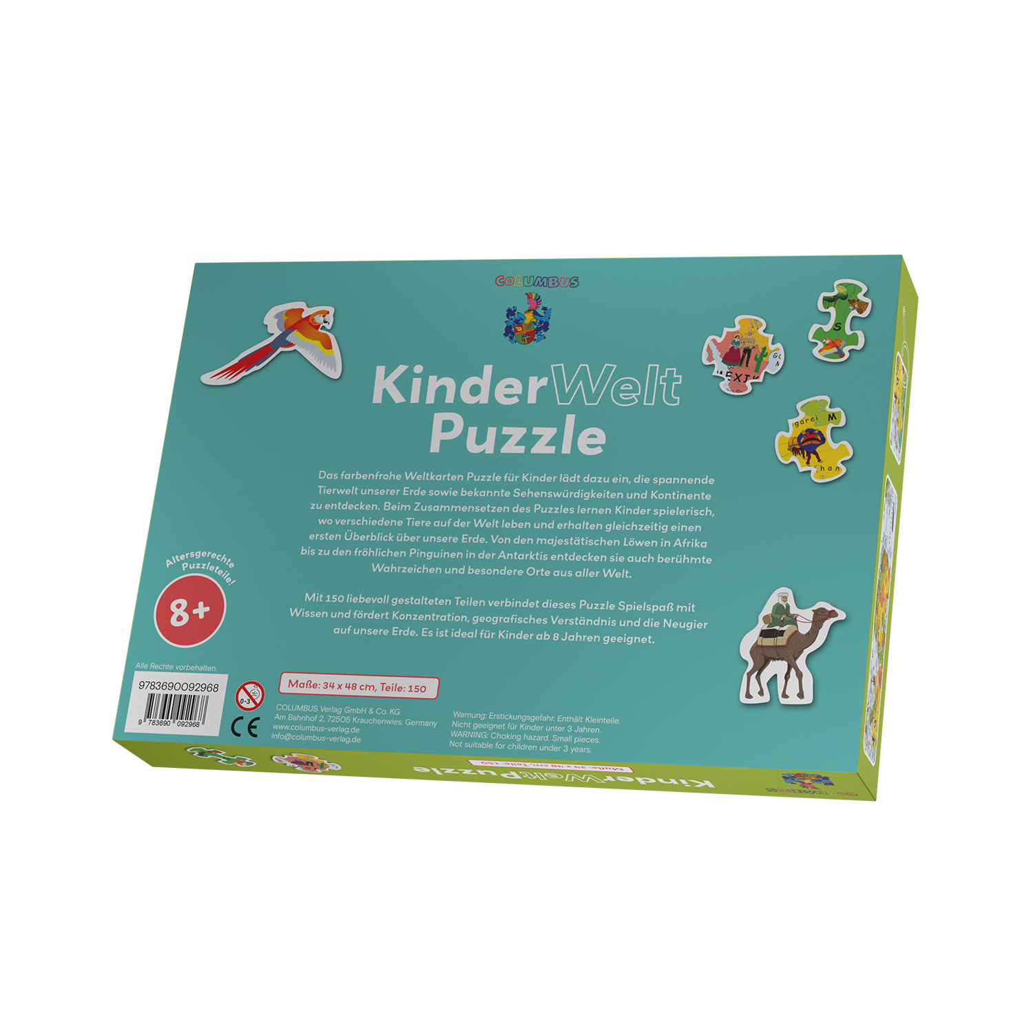 World Map for Kids as Jigsaw Puzzle: 150 Pieces