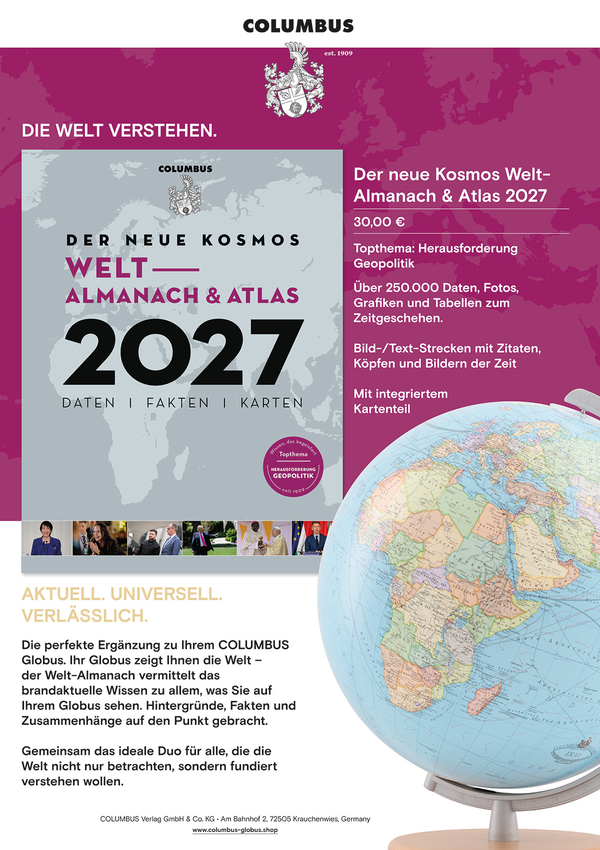 World Almanac & Atlas 2027 with Globe