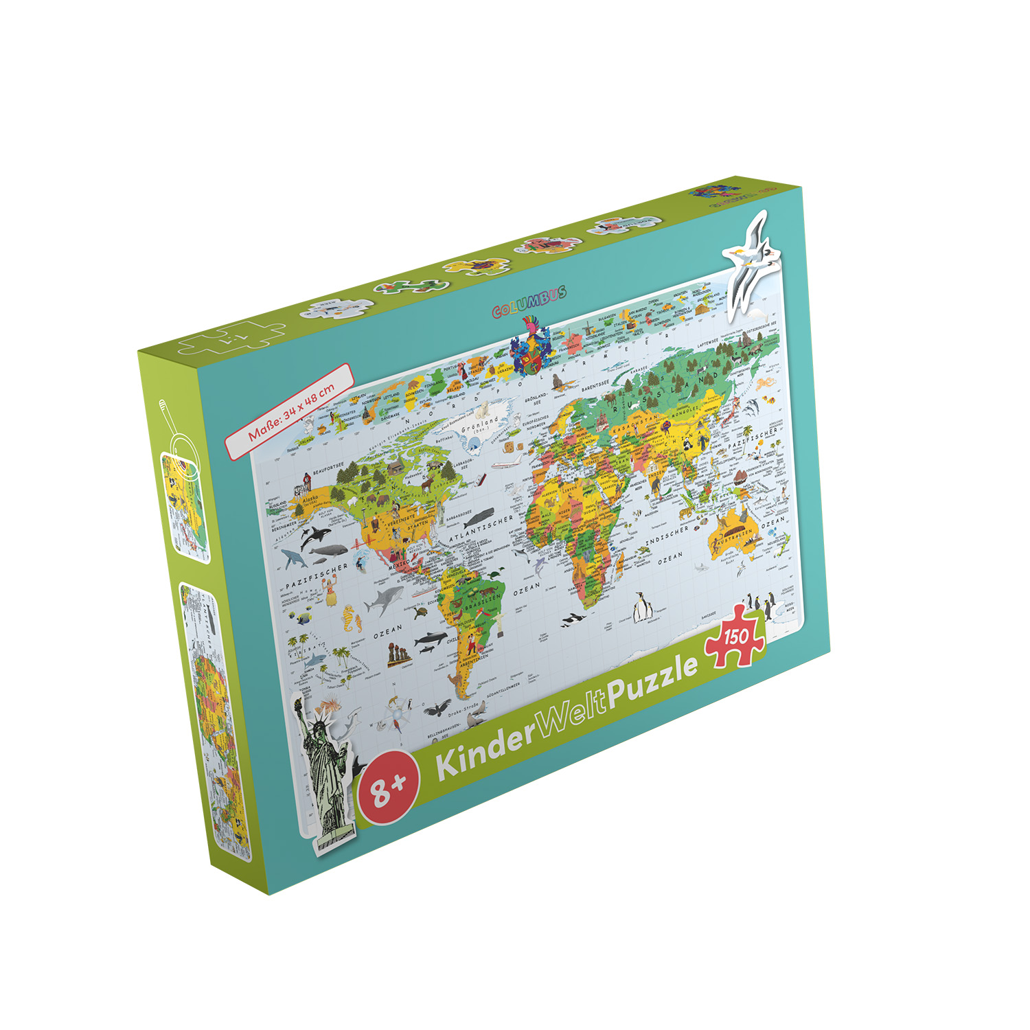 World Map for Kids as Jigsaw Puzzle: 150 Pieces