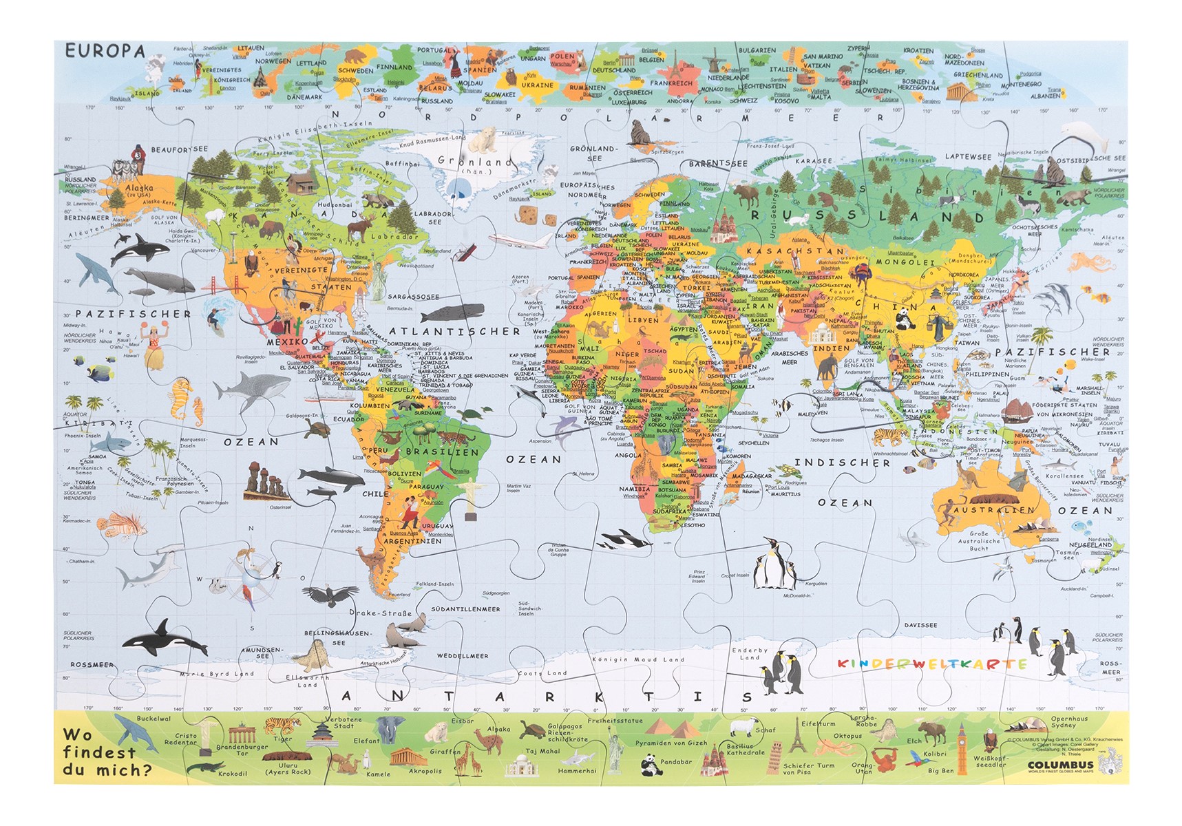 World Map for Kids as Jigsaw Puzzle: 48 Pieces