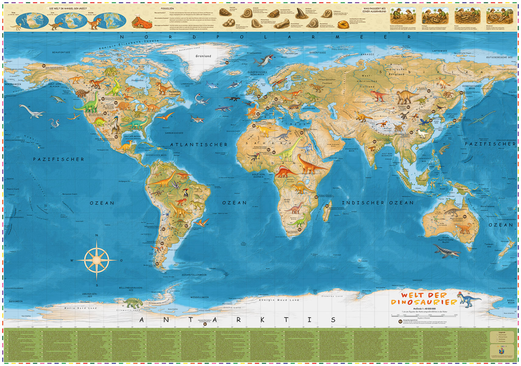 COLUMBUS World Map for Kids: World of Dinosaurs